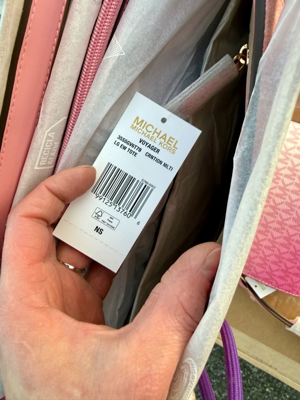 Michael Kors Pink Gradient Signature Shoulder Tote with Wristlet - Picture 3 of 11